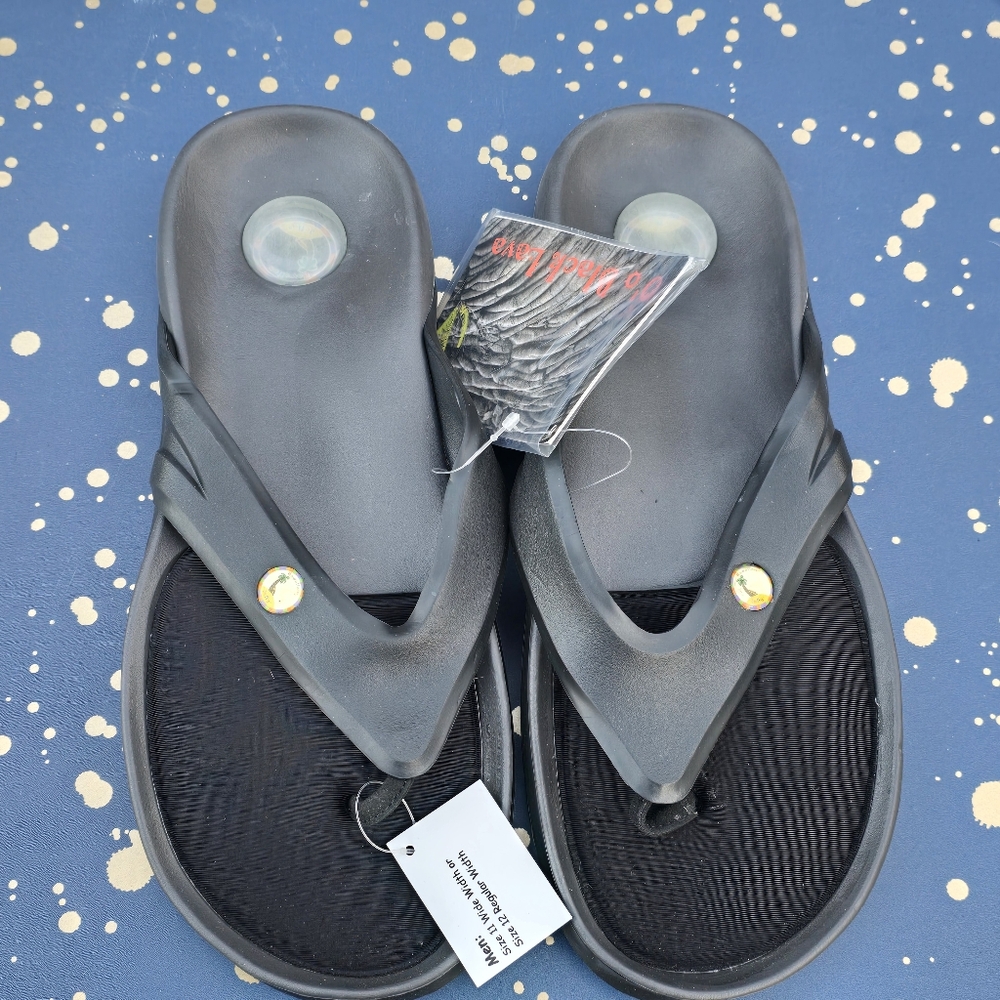 Men's Black Flip-flops Sandals Sz 12